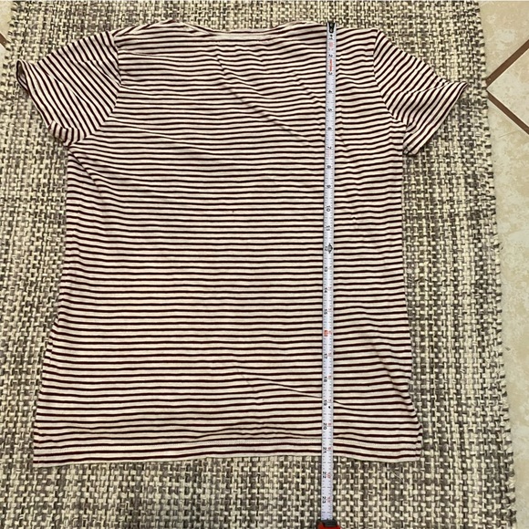 Madewell V-Neck Striped Pocket Tee XS Maroon Stripes - Picture 5 of 6